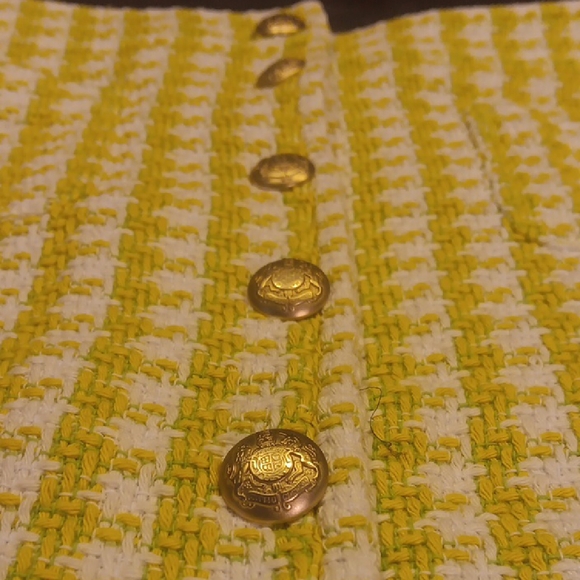 Talbots Houndstooth Pattern Tweed Check A-Line Skirt In Yellow/white/lime Color - Picture 9 of 9